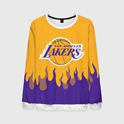 Свитшот мужской LA LAKERS NBA FIRE ЛЕЙКЕРС ОГОНЬ, цвет: 3D-белый