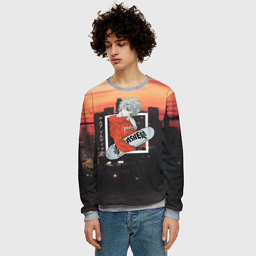 Мужской свитшот Охотник х охотник Hunter x Hunter, Киллуа Золдик / 3D-Меланж – фото 3