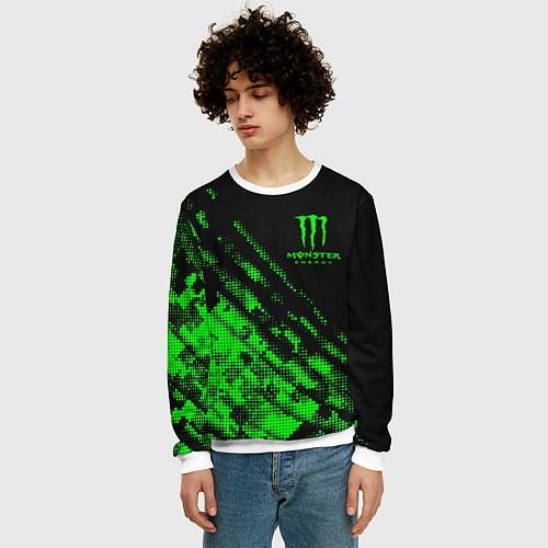 Мужской свитшот Monster Energy Текстура / 3D-Белый – фото 3