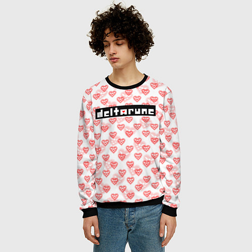 Мужской свитшот DELTARUNE PATTERN LOGO / 3D-Черный – фото 3