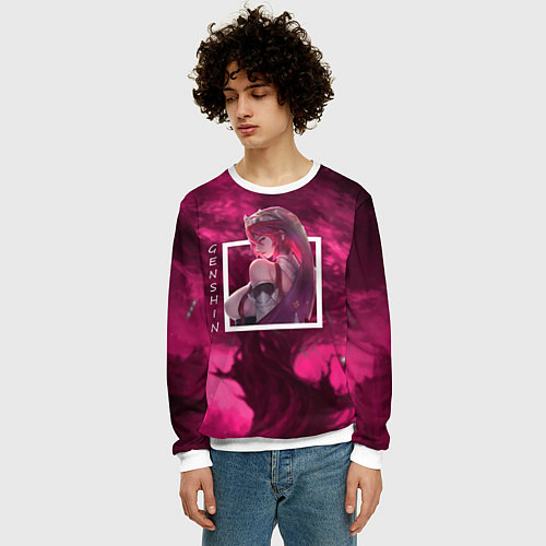 Мужской свитшот Розария Rosaria, Genshin Impact Геншин импакт / 3D-Белый – фото 3