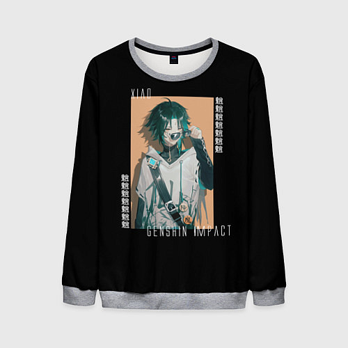 Мужской свитшот Genshin Impact Xiao / 3D-Меланж – фото 1