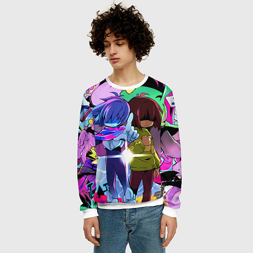 Мужской свитшот Deltarune - Легенда о Руне Дельта / 3D-Белый – фото 3