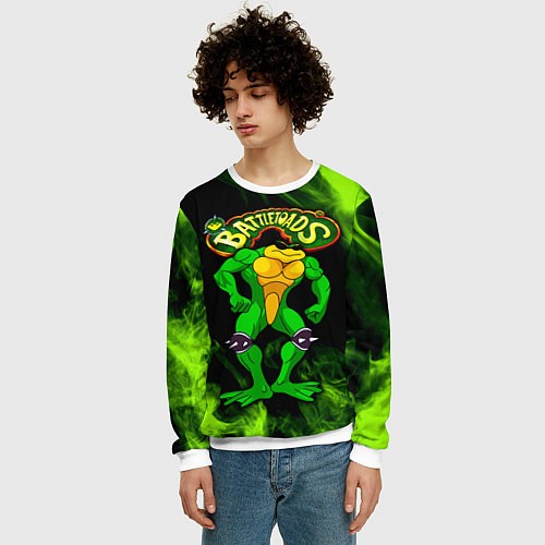 Мужской свитшот Battletoads Rash / 3D-Белый – фото 3