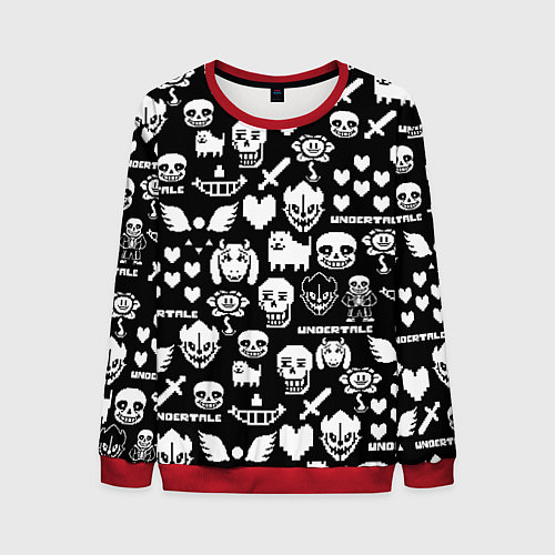 Мужской свитшот UNDERTALE PATTERN БЕЛЫЙ / 3D-Красный – фото 1
