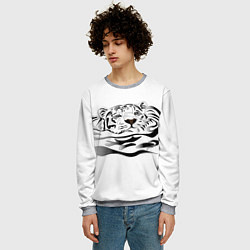 Свитшот мужской Тигр пловец, цвет: 3D-меланж — фото 2