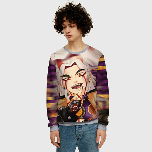 Мужской свитшот АРАТАКИ ИТТО ЛИЦО ГЕНШИН ИМПАКТ / 3D-Меланж – фото 3