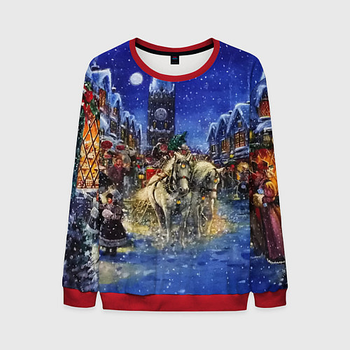 Мужской свитшот НОВОГОДНЯЯ АТМОСФЕРА НОВЫЙ ГОД 2022 / 3D-Красный – фото 1