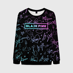 Свитшот мужской NEON BLACKPINK АВТОГРАФЫ, цвет: 3D-черный