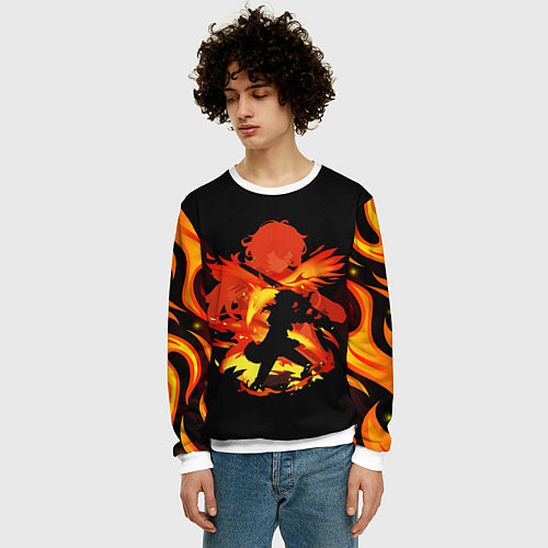 Мужской свитшот DILUC FIRE GENSHIN IMPACT НА СПИНЕ / 3D-Белый – фото 3