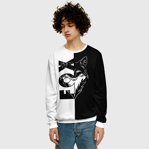 Мужской свитшот FOX Лис / 3D-Белый – фото 3