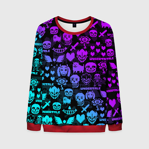 Мужской свитшот UNDERTALE NEON PATTERN УЗОР / 3D-Красный – фото 1