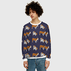 Свитшот мужской Английские бульдоги паттерн, цвет: 3D-белый — фото 2