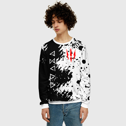 Мужской свитшот The Witcher black & white / 3D-Белый – фото 3