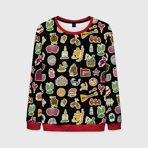 Мужской свитшот Россия и СССР паттерн / 3D-Красный – фото 1