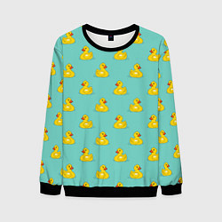 Свитшот мужской Желтый утенок паттерн, цвет: 3D-черный