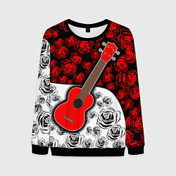 Свитшот мужской Гитара Розы Контраст, цвет: 3D-черный