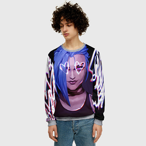 Мужской свитшот Arcane League Of Legends Джинкс / 3D-Меланж – фото 3