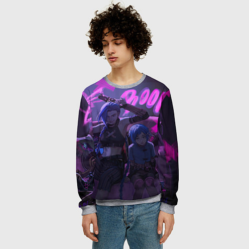 Мужской свитшот Джинкс Паудер - Jinx Powder / 3D-Меланж – фото 3