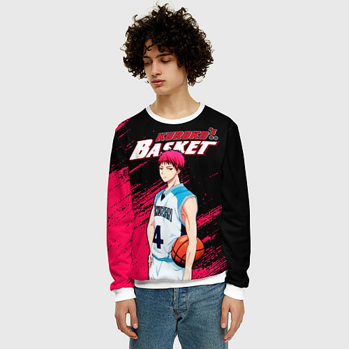 Мужской свитшот Kuroko no Basuke, Akashi Seijuro Сейджуро Акаши / 3D-Белый – фото 3