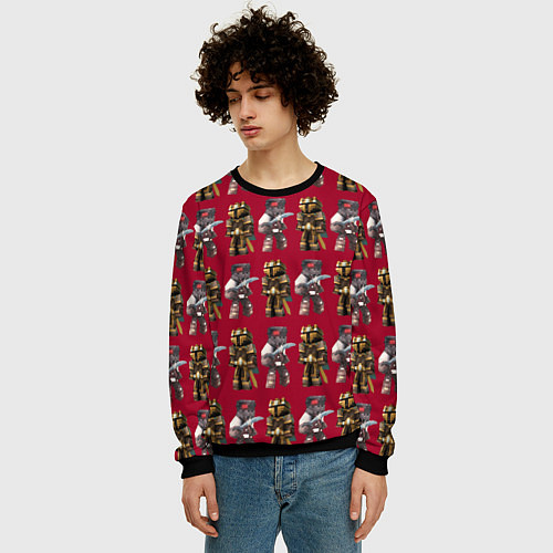 Мужской свитшот Minecraft warriors pattern / 3D-Черный – фото 3