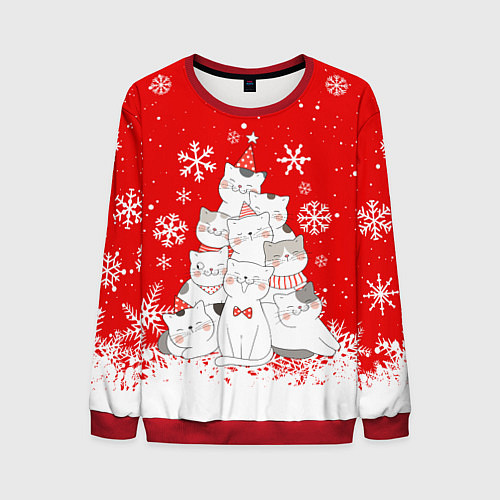 Мужской свитшот КОТОЁЛКА на новый год / 3D-Красный – фото 1