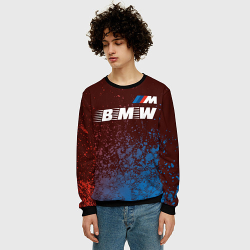 Мужской свитшот БМВ BMW - Краски / 3D-Черный – фото 3