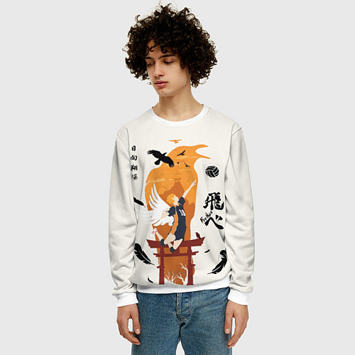 Мужской свитшот Волейбол Fly High Hinata / 3D-Белый – фото 3