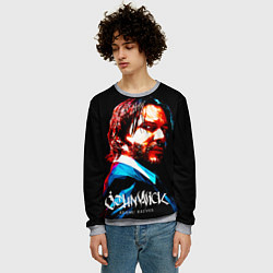 Свитшот мужской Джон Уик Киану Ривз Каллиграфия, цвет: 3D-меланж — фото 2