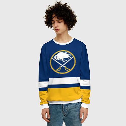 Мужской свитшот Buffalo Sabres, Баффало Сейберз / 3D-Белый – фото 3