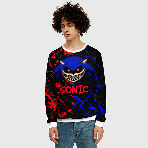 Мужской свитшот SONIC EXE DARK SONIC / 3D-Белый – фото 3