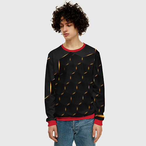 Мужской свитшот Hexagonшестиугольник / 3D-Красный – фото 3