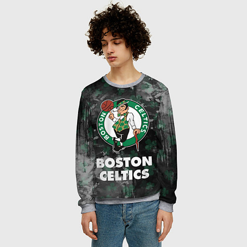 Мужской свитшот Бостон Селтикс, Boston Celtics, НБА / 3D-Меланж – фото 3