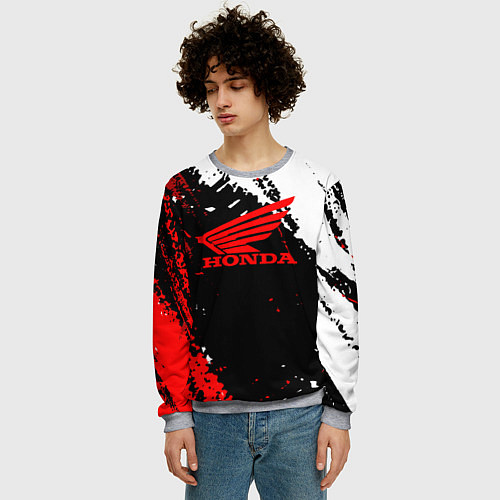 Мужской свитшот Honda Logo Auto / 3D-Меланж – фото 3