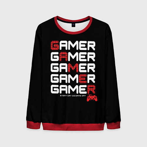 Мужской свитшот GAMER - GAMER - GAMER / 3D-Красный – фото 1