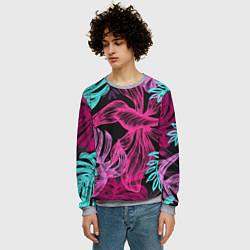 Свитшот мужской Папоротниковый неон, цвет: 3D-меланж — фото 2
