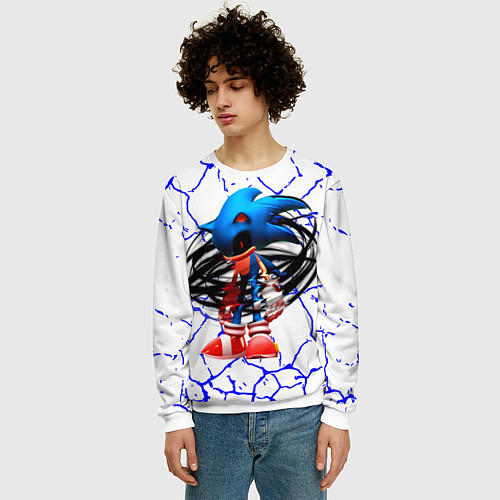 Мужской свитшот СОНИК EXE ТЕМНЫЙ СОНИК / 3D-Белый – фото 3