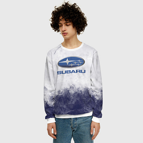 Мужской свитшот Subaru Трещина / 3D-Белый – фото 3