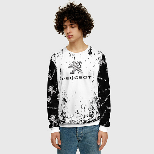 Мужской свитшот Peugeot паттерн львов / 3D-Белый – фото 3