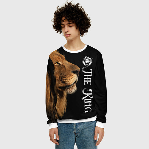 Мужской свитшот ЛЕВ КОРОЛЬ LION KING / 3D-Белый – фото 3
