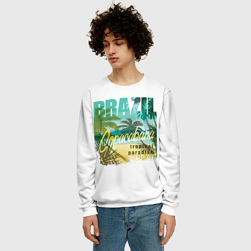 Мужской свитшот Тропический Рай Бразилии / 3D-Белый – фото 3