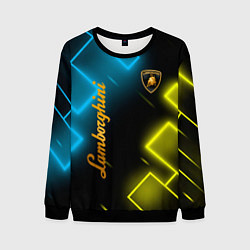 Свитшот мужской Lamborghini - Неоновые фигуры, цвет: 3D-черный