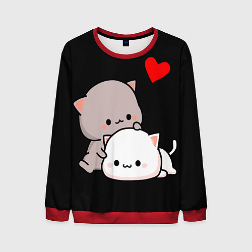 Мужской свитшот Котическая любовь Kitty Love / 3D-Красный – фото 1