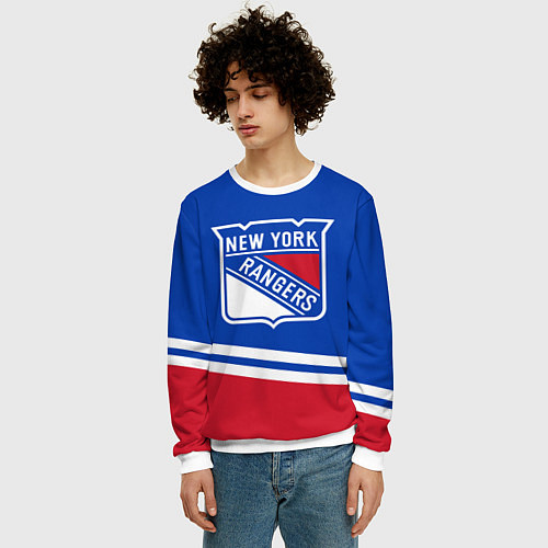 Мужской свитшот New York Rangers Нью Йорк Рейнджерс / 3D-Белый – фото 3