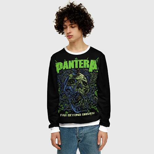 Мужской свитшот Pantera green череп / 3D-Белый – фото 3