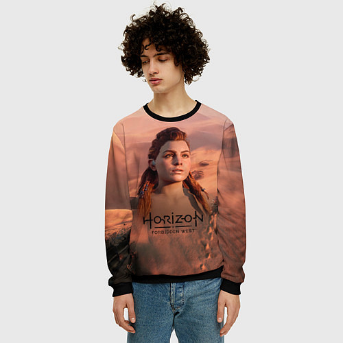 Мужской свитшот Aloy Horizon Forbidden Zero Dawn / 3D-Черный – фото 3