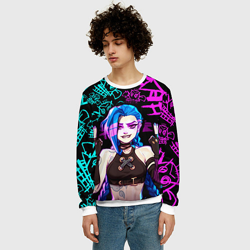 Мужской свитшот JINX ДЖИНКС NEON PATTERN / 3D-Белый – фото 3