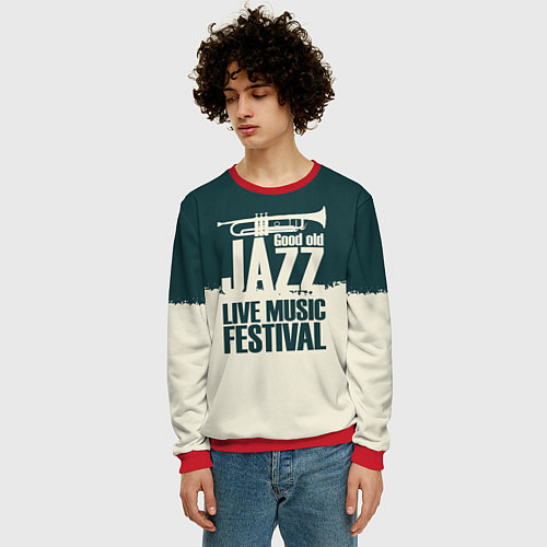 Мужской свитшот Джаз Живая Музыка / 3D-Красный – фото 3