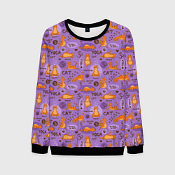 Свитшот мужской Кошачья Йога, цвет: 3D-черный