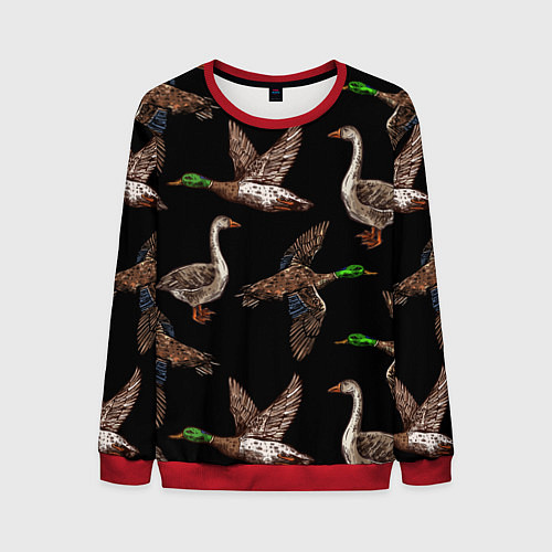 Мужской свитшот Утки паттерн / 3D-Красный – фото 1